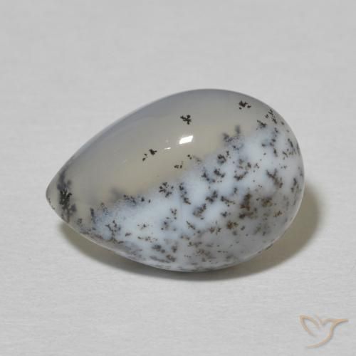 4.56ct Natural branco com preto Ágata Dendrítica, Formato de pêra, Opaco