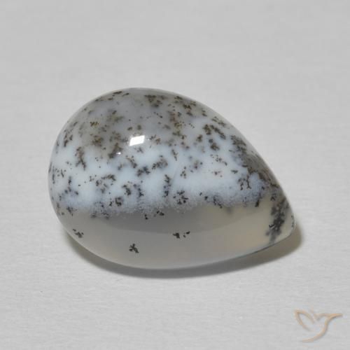 Ágata Dendrítica branco com preto Natural 4.56ct, Formato de pêra, Opaco