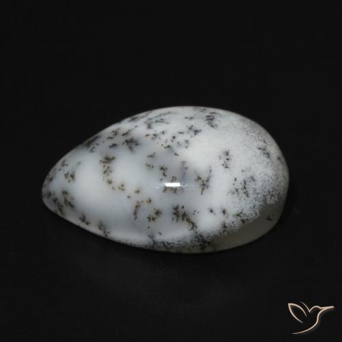 Ágata Dendrítica branco com preto Natural 5.06ct, Formato de pêra, Opaco