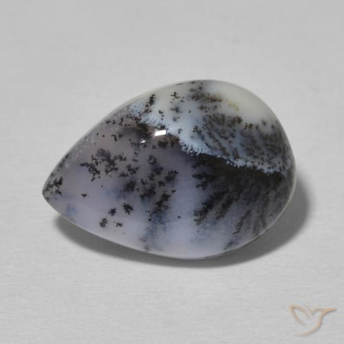 4.80ct Natural branco com preto Ágata Dendrítica, Formato de pêra, Opaco