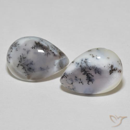 15.51ctw Natural branco com preto Ágata Dendrítica, Formato de pêra, Opaco