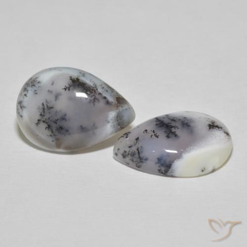 Pedras preciosas de Ágata Dendrítica branco com preto natural de 15.51 ct, Formato de pêra, Opaco