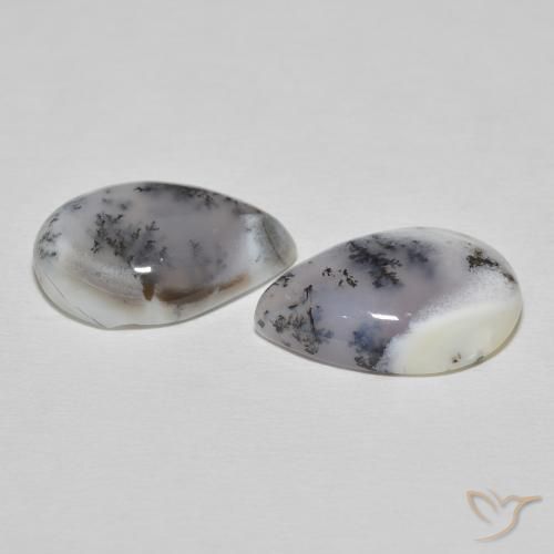 Pedras preciosas de Ágata Dendrítica branco com preto natural de 15.51 ct, Formato de pêra, Opaco
