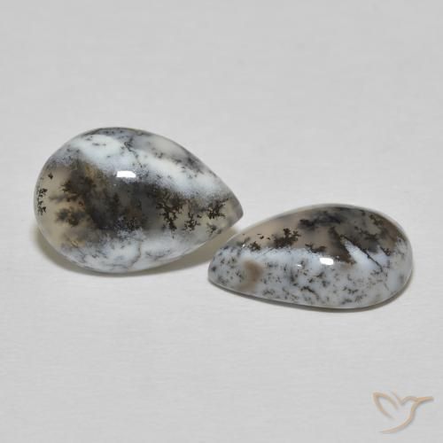 Pedras preciosas de Ágata Dendrítica branco com preto natural de 8.57 ct, Formato de pêra, Opaco
