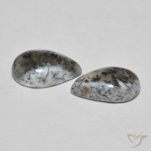 Pedras preciosas de Ágata Dendrítica branco com preto natural de 8.57 ct, Formato de pêra, Opaco