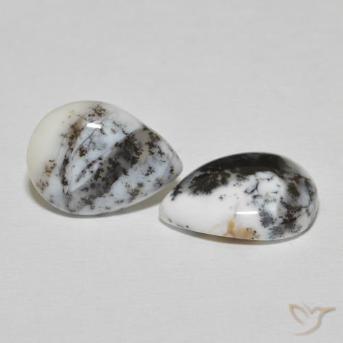 Pedras preciosas de Ágata Dendrítica branco com preto natural de 7.78 ct, Formato de pêra, Opaco