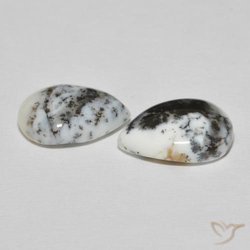 Pedras preciosas de Ágata Dendrítica branco com preto natural de 7.78 ct, Formato de pêra, Opaco