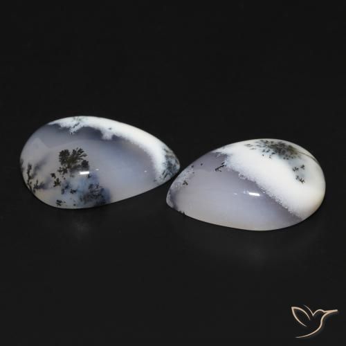 Pedras preciosas de Ágata Dendrítica branco com preto natural de 13.40 ct, Formato de pêra, Opaco