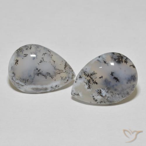 16.57ctw Natural branco com preto Ágata Dendrítica, Formato de pêra, Opaco