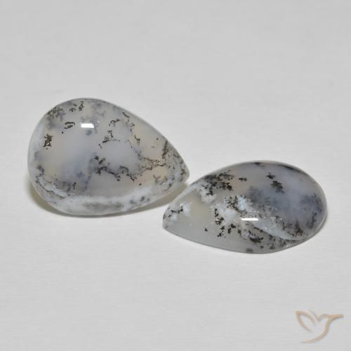 Pedras preciosas de Ágata Dendrítica branco com preto natural de 16.57 ct, Formato de pêra, Opaco
