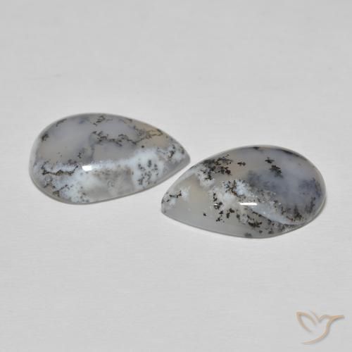 Pedras preciosas de Ágata Dendrítica branco com preto natural de 16.57 ct, Formato de pêra, Opaco