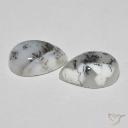 Pedras preciosas de Ágata Dendrítica branco com preto natural de 10.81 ct, Formato de pêra, Opaco
