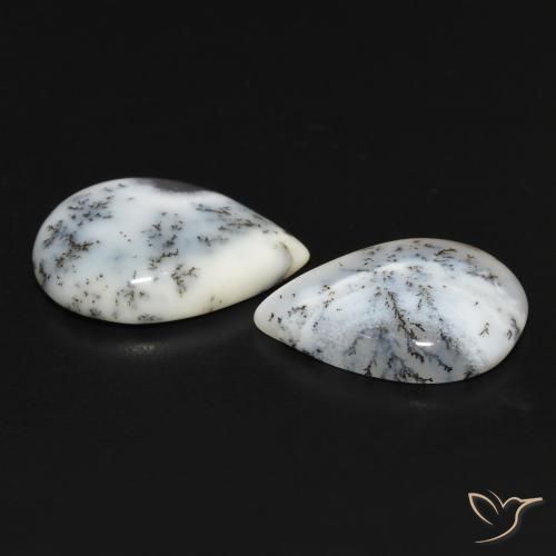 Pedras preciosas de Ágata Dendrítica branco com preto natural de 11.51 ct, Formato de pêra, Opaco
