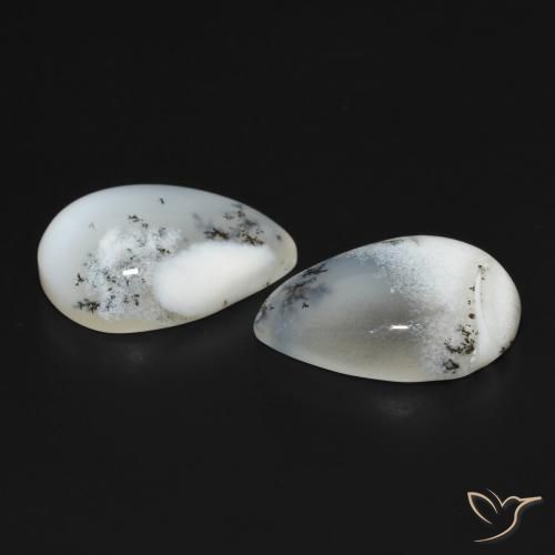 Pedras preciosas de Ágata Dendrítica branco com preto natural de 17.86 ct, Formato de pêra, Opaco