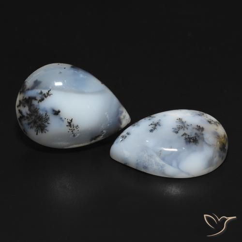 Pedras preciosas de Ágata Dendrítica branco com preto natural de 20.01 ct, Formato de pêra, Opaco
