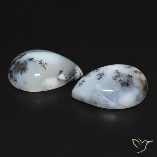 Pedras preciosas de Ágata Dendrítica branco com preto natural de 20.01 ct, Formato de pêra, Opaco