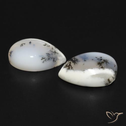 Pedras preciosas de Ágata Dendrítica branco com preto natural de 7.95 ct, Formato de pêra, Opaco