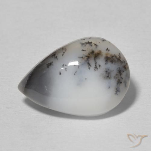 4.87ct Natural Branco multicor Ágata Dendrítica, Formato de pêra, Opaco