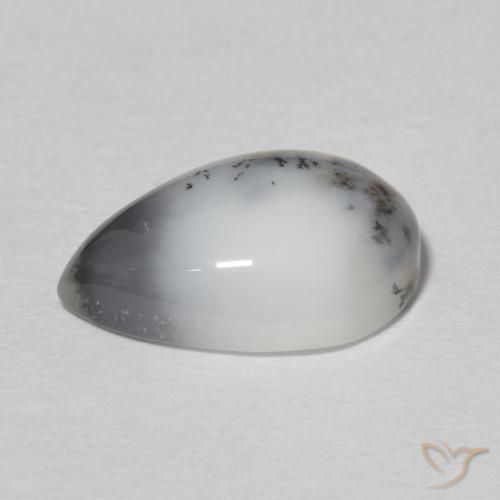 Ágata Dendrítica Branco multicor Natural 4.87ct, Formato de pêra, Opaco