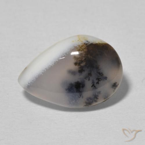 3.65ct Natural Branco multicor Ágata Dendrítica, Formato de pêra, Opaco