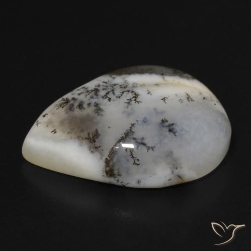 Ágata Dendrítica Branco multicor Natural 11.49ct, Formato de pêra, Opaco