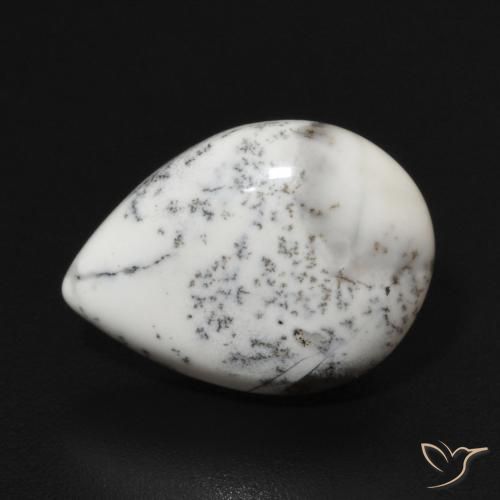 3.81ct Natural branco com preto Ágata Dendrítica, Formato de pêra, Opaco