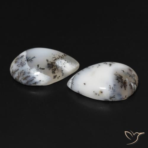 Pedras preciosas de Ágata Dendrítica branco com preto natural de 15.33 ct, Formato de pêra, Opaco