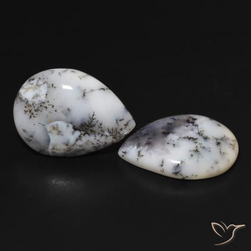 Pedras preciosas de Ágata Dendrítica Branco multicor natural de 13.84 ct, Formato de pêra, Opaco