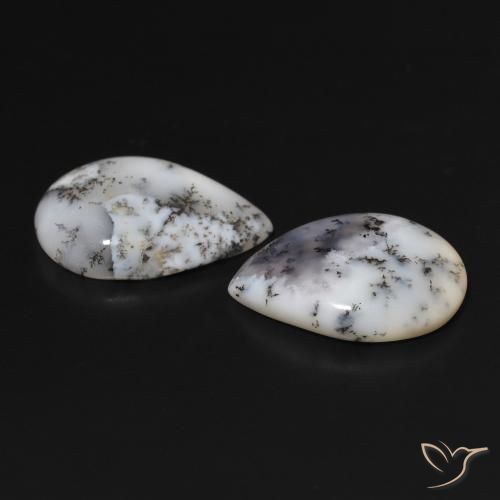 Pedras preciosas de Ágata Dendrítica Branco multicor natural de 13.84 ct, Formato de pêra, Opaco