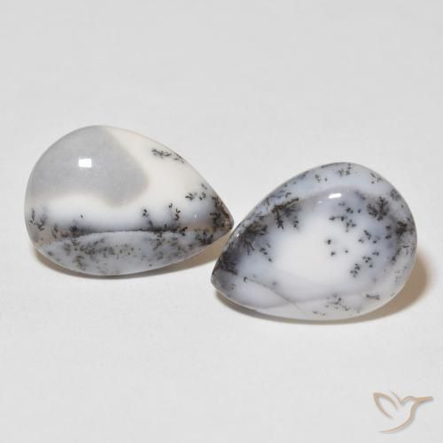 16.40ctw Natural branco com preto Ágata Dendrítica, Formato de pêra, Opaco