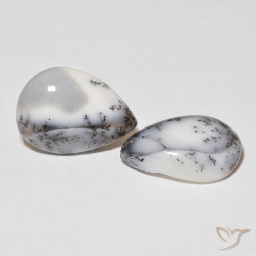 Pedras preciosas de Ágata Dendrítica branco com preto natural de 16.40 ct, Formato de pêra, Opaco