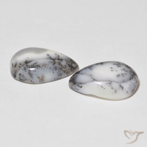 Pedras preciosas de Ágata Dendrítica branco com preto natural de 16.40 ct, Formato de pêra, Opaco