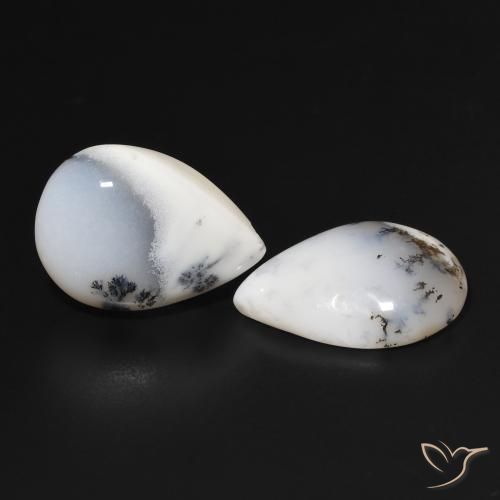 Pedras preciosas de Ágata Dendrítica branco com preto natural de 15.91 ct, Formato de pêra, Opaco