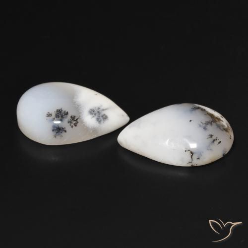 Pedras preciosas de Ágata Dendrítica branco com preto natural de 15.91 ct, Formato de pêra, Opaco