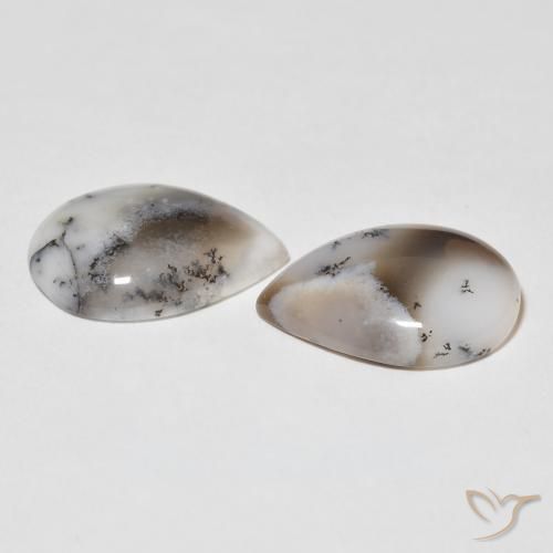 Pedras preciosas de Ágata Dendrítica branco com preto natural de 15.43 ct, Formato de pêra, Opaco