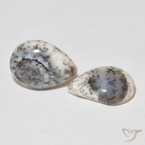 Pedras preciosas de Ágata Dendrítica branco com preto natural de 7.83 ct, Formato de pêra, Opaco