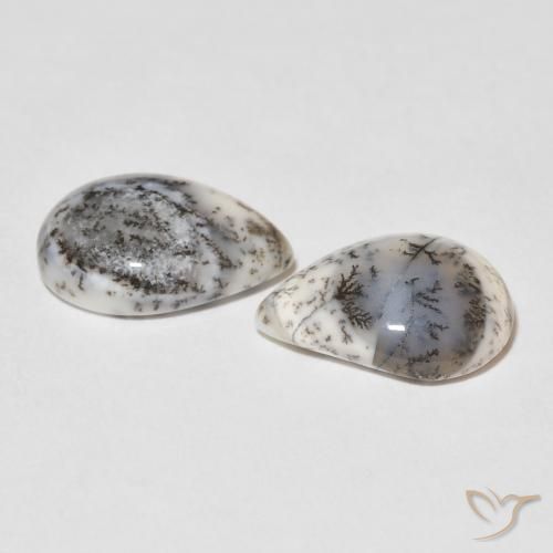 Pedras preciosas de Ágata Dendrítica branco com preto natural de 7.83 ct, Formato de pêra, Opaco