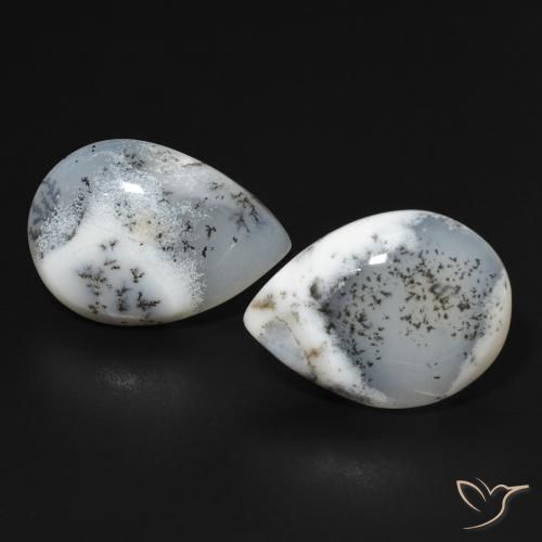 Pedras preciosas de Ágata Dendrítica Branco multicor natural de 16.92 ct, Formato de pêra, Opaco
