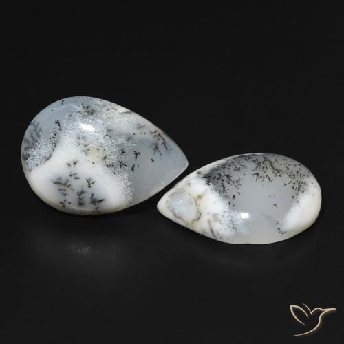 Pedras preciosas de Ágata Dendrítica Branco multicor natural de 16.92 ct, Formato de pêra, Opaco