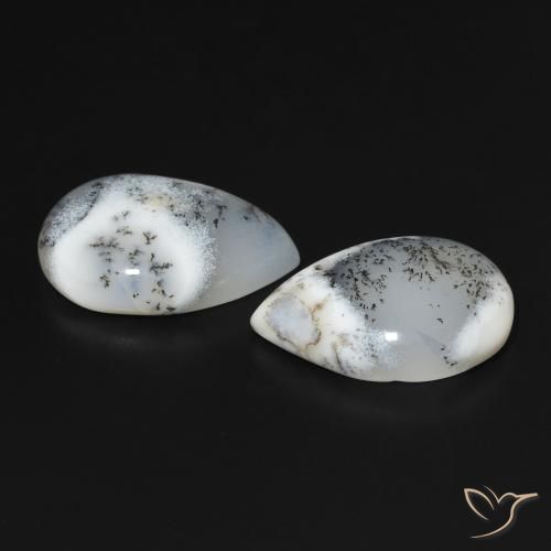 Pedras preciosas de Ágata Dendrítica Branco multicor natural de 16.92 ct, Formato de pêra, Opaco