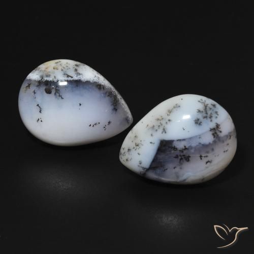 13.14ctw Natural branco com preto Ágata Dendrítica, Formato de pêra, Opaco
