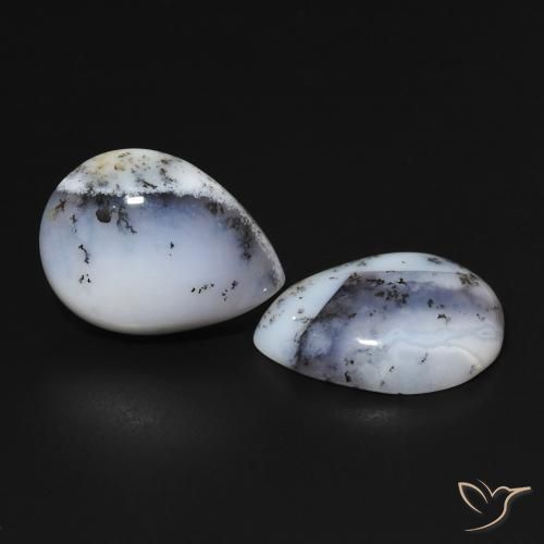 Pedras preciosas de Ágata Dendrítica branco com preto natural de 13.14 ct, Formato de pêra, Opaco