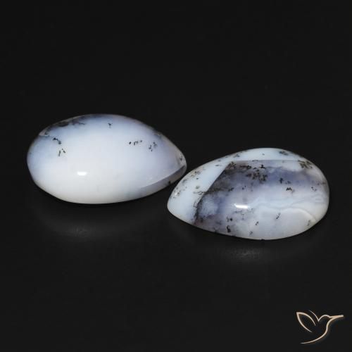 Pedras preciosas de Ágata Dendrítica branco com preto natural de 13.14 ct, Formato de pêra, Opaco