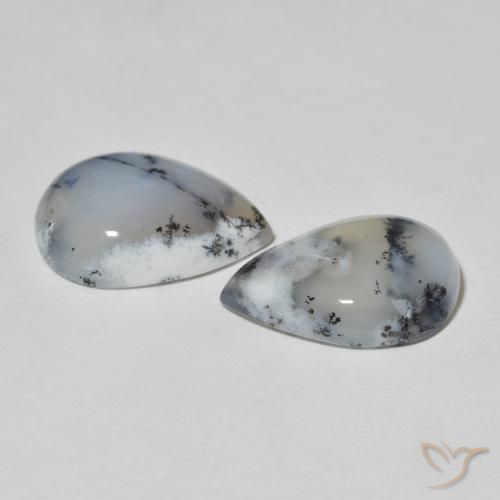 Pedras preciosas de Ágata Dendrítica Branco multicor natural de 17.55 ct, Formato de pêra, Opaco