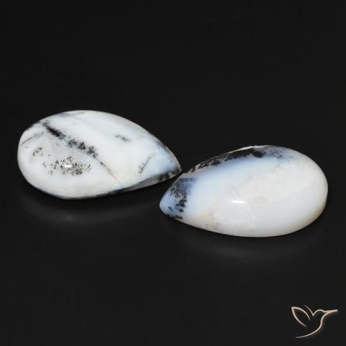 Pedras preciosas de Ágata Dendrítica Branco multicor natural de 15.54 ct, Formato de pêra, Opaco