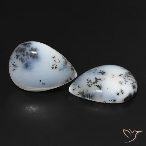 Pedras preciosas de Ágata Dendrítica branco com preto natural de 22.95 ct, Formato de pêra, Opaco