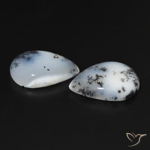 Pedras preciosas de Ágata Dendrítica branco com preto natural de 22.95 ct, Formato de pêra, Opaco