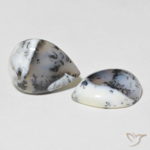 Pedras preciosas de Ágata Dendrítica Branco multicor natural de 21.60 ct, Formato de pêra, Opaco