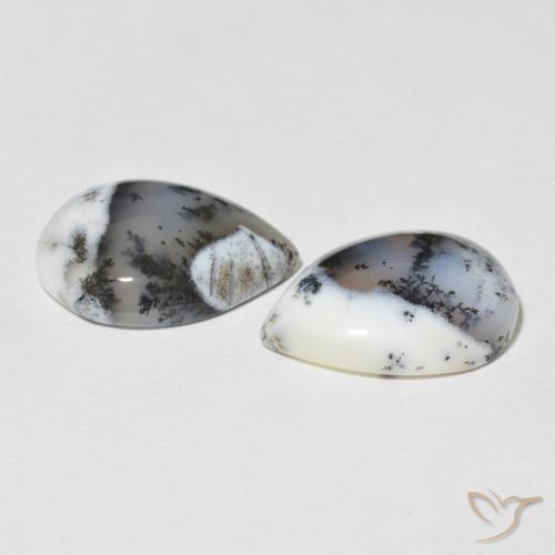 Pedras preciosas de Ágata Dendrítica Branco multicor natural de 21.60 ct, Formato de pêra, Opaco