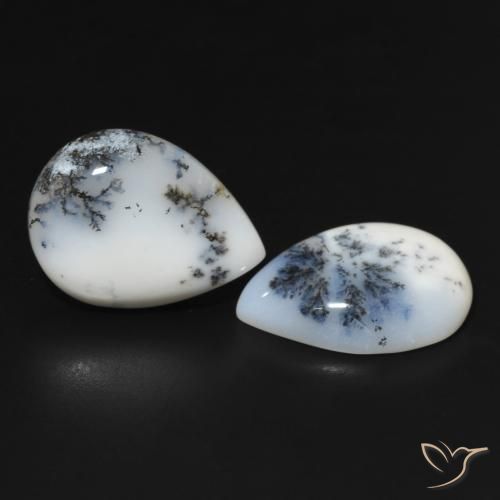 Pedras preciosas de Ágata Dendrítica Branco multicor natural de 23.24 ct, Formato de pêra, Opaco